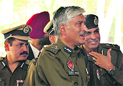 DGP Sumedh Singh Saini at the Police Hqs in Chandigarh. 
