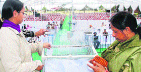 Empty chairs can be seen during the draw of lots at Mohali on Friday.