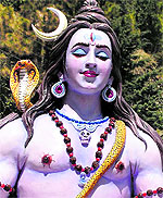 A statue of Lord Shiva installed by the Municpal Council, New Tehri, at Bauradi Chowk
