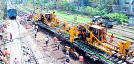 Repair work in progress near the Amritsar yard on Saturday. 