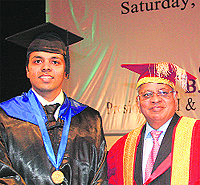 Ravi Kant, Vice-Chairman of Tata Motors, awards a degree to a student at the first convocation of the IIM, Rohtak, on Saturday