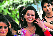 Students of the Commerce Department of the Khalsa College for Women, Civil Lines, at the farewell party in Ludhiana on Saturday