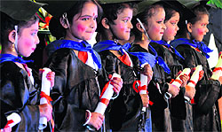 Students at a function at Ryan International in Ludhiana on Saturday