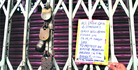 A locked jewellery shop in Kolkata on Saturday.