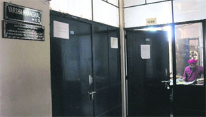 The locked office of the UT Director (Social Welfare) Varsha Khangwal, who is on leave, in Sector 17, Chandigarh.