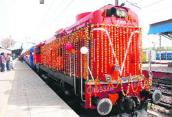 The Chandigarh-Bandra Express train which was flagged off in Chandigarh on Sunday. It will leave city every Sunday at 5.45 am for Bandra in Mumbai. 