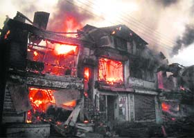 A fire breaks out in a bazar in Chamba on Saturday night