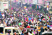 Overcrowded Chaura Bazaar where people from all walks of life come for shopping.