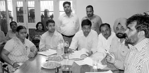 Municipal councillors at a meeting in Dera Bassi on Monday. 