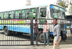 A locked gate of Jind bus stand