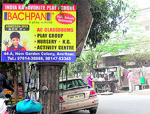 Private schools display hoardings to woo parents in Amritsar