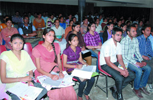 Final year students from government colleges of Bathinda, Moga, Fazilka and Muktsar, during the placement drive held in the Government Rajindra College in Bathinda on Wednesday. 