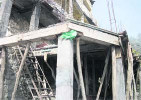 Illegal construction under way in the cantonment area in Mussoorie