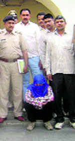 Triple murder accused Ajay in the police custody at Bahadurgarh, Jhajjar, on Wednesday