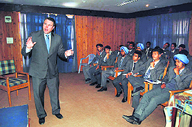Brian Rogers, Visa Officer of the US Embassy, at Bishop Cotton School in Shimla 