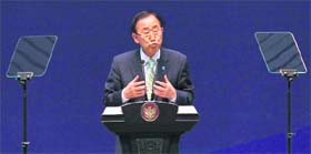 UN Secretary-General Ban Ki-moon at the opening of the Jakarta International Defense Dialogue