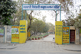 The entrance of the Government Senior Secondary School (Girls) where the Municipal Corporation, Bathinda, plans to set up a multi-level parking to end the parking woes in the area.