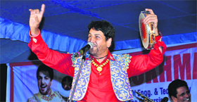 Gurdas Mann performs at Sri Sukhmani Institute, Dera Bassi, on Thursday.