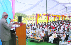 Agriculture Minister Paramvir Singh addresses a gathering at a function in Fatehabad. 