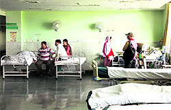 A few patients are seen at the emergency ward of the PIMS in Jalandhar