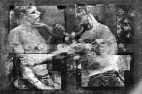 The painting Still Life with Meadow Flowers and Roses by Vincent Van Gogh is pictured under X-ray in this undated photo