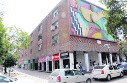 Government shops that have been leased out at Sector 17-E in Chandigarh.