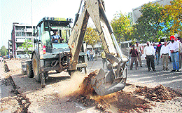 Work under way at Sector 17 in Chandigarh.