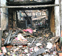 The jewellery shop that was destroyed in a fire in Hamirpur.