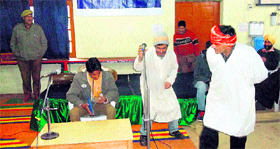 Youth perform at a talent hunt competition in Baramulla.