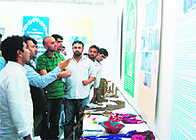 Dr Javaid Rahi, chief editor, Gojri, makes a point at the Gujjar Heritage Exhibition in Jammu on Friday.