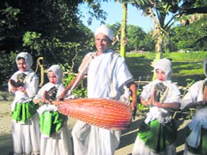 A performance in progress at a satra