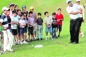 A junior golf coaching camp in progress at the CGA golf range, Chandigarh