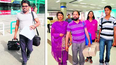 Passengers get ready to take the first flight of Jet Airways to Mumbai at Amritsar airport on Sunday