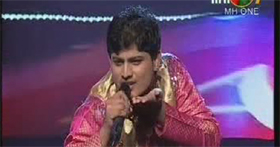 Gurnam Bhullar of Fazilka performing in the Awaz-e-Punjab programme organized by a TV channel.