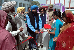 Mayor Baljit Singh Beer Behman at the inauguration of the library at Jaipalgarh in Bathinda on Sunday