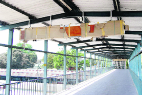 An electronic display board being put up at Dehradun Railway station.