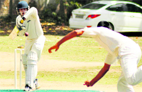 A batsman in action in a match in the Uttarakhand Cricket Tournament in Dehradun on Sunday.