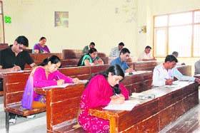 HCS examinees take the preliminary examination at a centre in Kurukshetra on Sunday