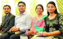 (Left to right) Gagandeep Singh, Manu Mittu, Reeta Hans and Sumukhi; and (below) Monika, Chouhan, who cleared the PCS (Judicial) exam in Jalandhar. 