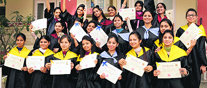 Students of Guru Nanak Khalsa College, Model Town, after their annual convocation in Ludhiana.