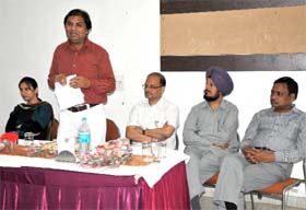 NJ Singh, Joint Commissioner, addressing IMA members in Bathinda on Tuesday