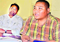 Tibetan representative Shereb Cheddor of the Burf Bhoomi Ke Sandeshwahak in Haridwar on Tuesday
