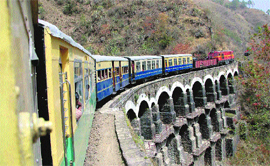 A train on the Kalka-Shimla UNESCO World Heritage railway line.