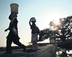 Fetching water is a tough task for the womenfolk of rural Jammu. 