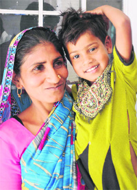 Kajal with her mother at the Sector-34 police station in Chandigarh on Wednesday. 
