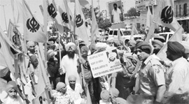 Balwant Singh Rajoanas supporters take out a procession at Dera Bassi on Wednesday. 