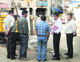 Members of a Central Pollution and Control Board team inspect the solid waste management project in Mandi on Wednesday.