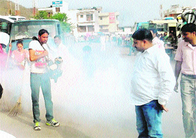 A fogging machine pressed into service during an anti-mosquito drive in Katra. 