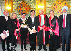 The winning team with judge Gilbert Guillaume (third from right), Justice SS Sodhi (extreme right) and ML Sarin (extreme left)