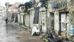 A view of damaged buildings in Homs.